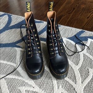 Black Leather Lace-Up Boots